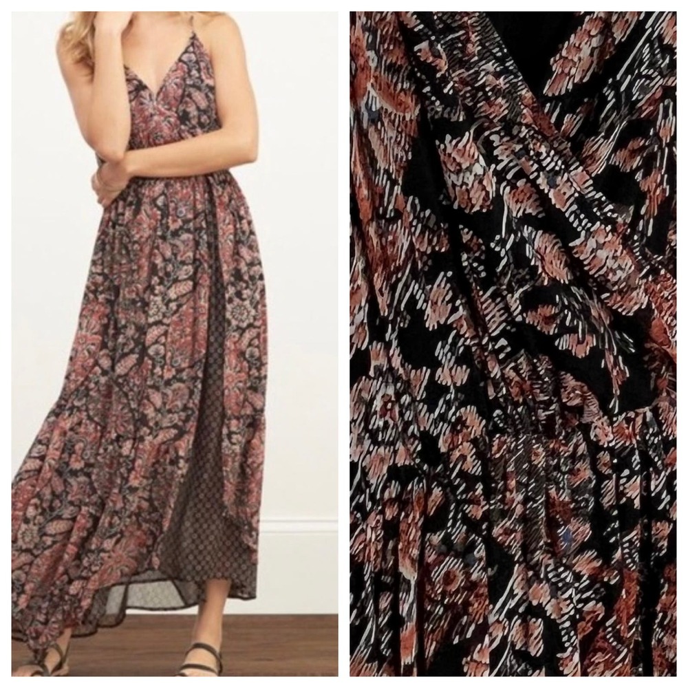 Abercrombie & Fitch Women's Sleeveless Layered Midi Dress Size XS Black Brown